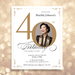 Lámina Personalizado de oro Foto presupuesto 40.ª invitac