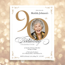 Personalizado de oro Foto presupuesto 90ª invitaci
