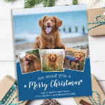 Lámina Personalizado de presupuesto Mascota de perro foto<br><div class="desc">¡Te Alegramos Una Feliz Navidad! Envíe saludos lindos y divertidos de vacaciones con esta tarjeta de festividad personalizado mascota súper adorable y personalizada. Feliz Navidad deseos del perro con hermosas huellas de pata en un divertido diseño moderno de collage de fotos. Añade las fotos de tu perro o de tu...</div>