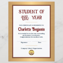 Personalizado del Certificado de Logro de Estudian