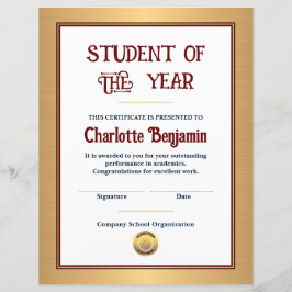 Lámina Personalizado del Certificado de Logro de Estudian