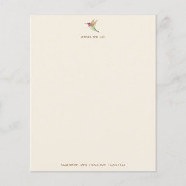 Lámina Personalizado Ecru Hummingbird Stationery Paper