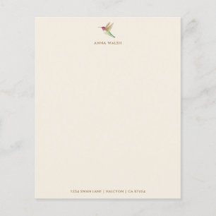 Lámina Personalizado Ecru Hummingbird Stationery Paper