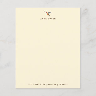 Lámina Personalizado Ecru Hummingbird Stationery Paper
