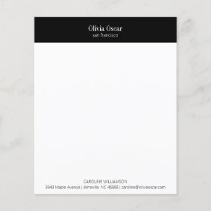 Lámina Personalizado Elegante Stationery Black White Busi