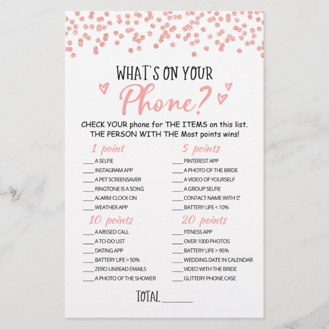 Lámina Personalizado Lo que hay en tu teléfono Baby Showe (Anverso)