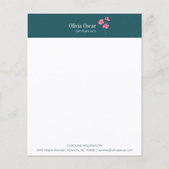 Lámina Personalizado Moderna Flor Verde azulada Rosa Esta (Anverso)