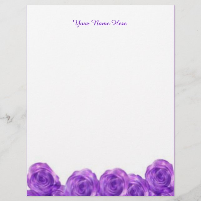 Lámina Personalizado Rosas púrpuras Letterhead (Anverso)