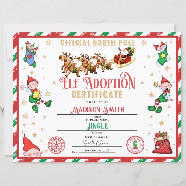 Lámina Personalized Elf Adoption Certificate (Anverso)