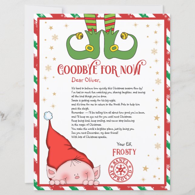 Lámina Personalized Elf Goodbye Letter for Kids (Anverso)