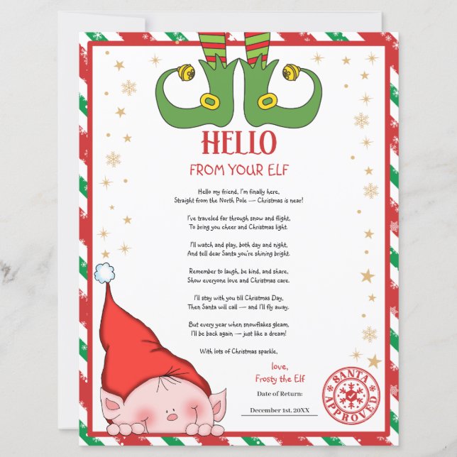 Lámina Personalized First Time Elf Arrival Letter (Anverso)