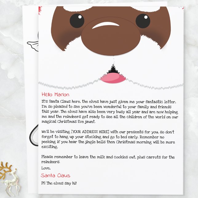 Lámina Personalized Letter From African American Santa  (Black Santa)