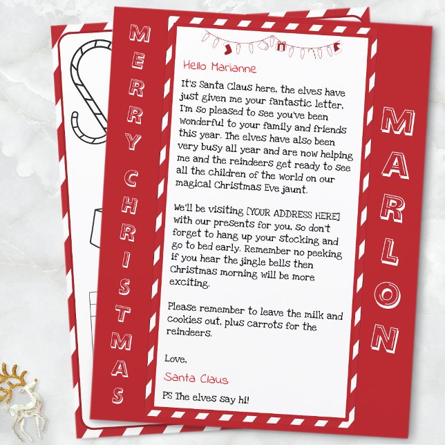 Lámina Personalized Letter From Santa For Kids (Merry Christmas Father Christmas Letter)
