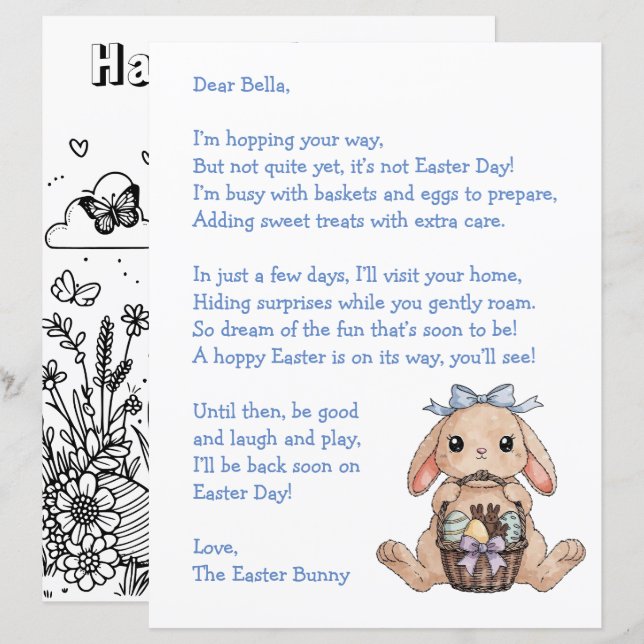 Lámina Personalized Letter & from the Easter Bunny (Anverso / Reverso)