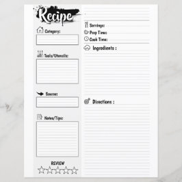 Lámina Personalized Minimal Basic Blank Recipe Page Sheet