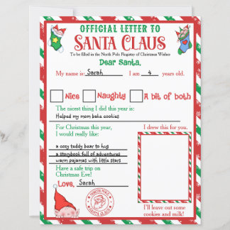 Lámina Personalized Official North Pole Letter to Santa