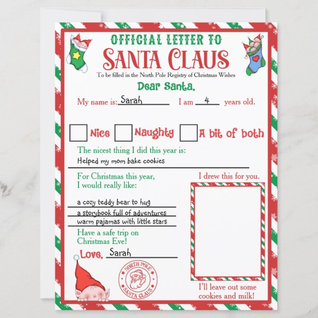 Lámina Personalized Official North Pole Letter to Santa (Anverso)