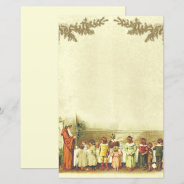 Lámina Personas beige de Navidad vintage