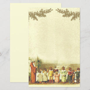 Lámina Personas beige de Navidad vintage