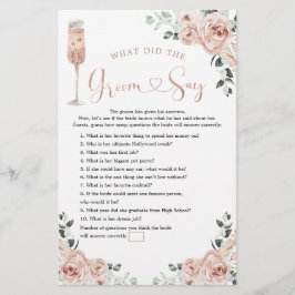 Lámina Petales Rosas rosados y Prosecco Groom Say Game