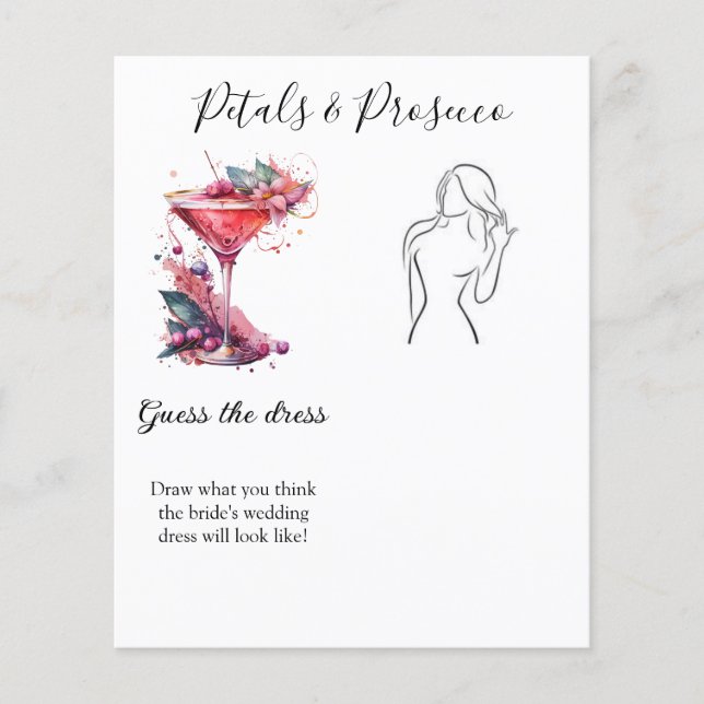 Lámina Petales y Prosecco Adivinan Vestido Nodal Shower J (Anverso)