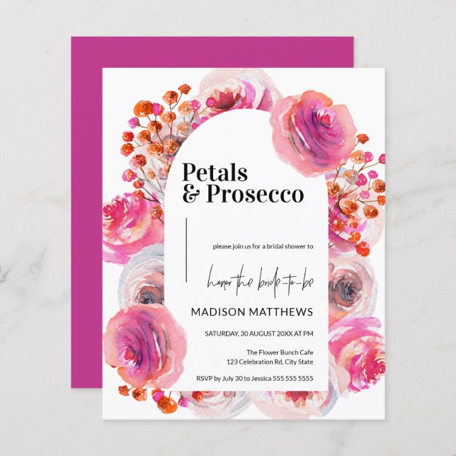 Lámina Petales y Prosecco Arco Floral Verano Ducha Nodal (Anverso / Reverso)