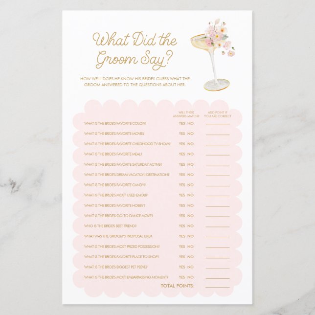 Lámina Petals y Prosecco ¿Qué dijo el Groom? (Anverso)