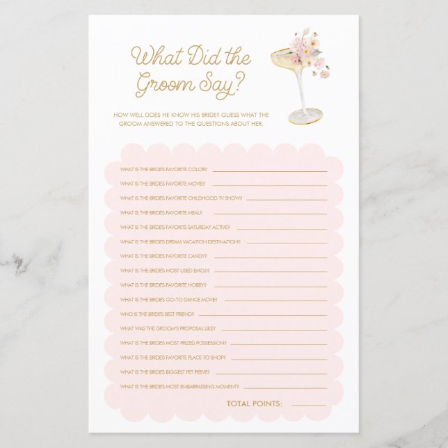 Lámina Petals y Prosecco ¿Qué hizo el juego de novias en  (Anverso)