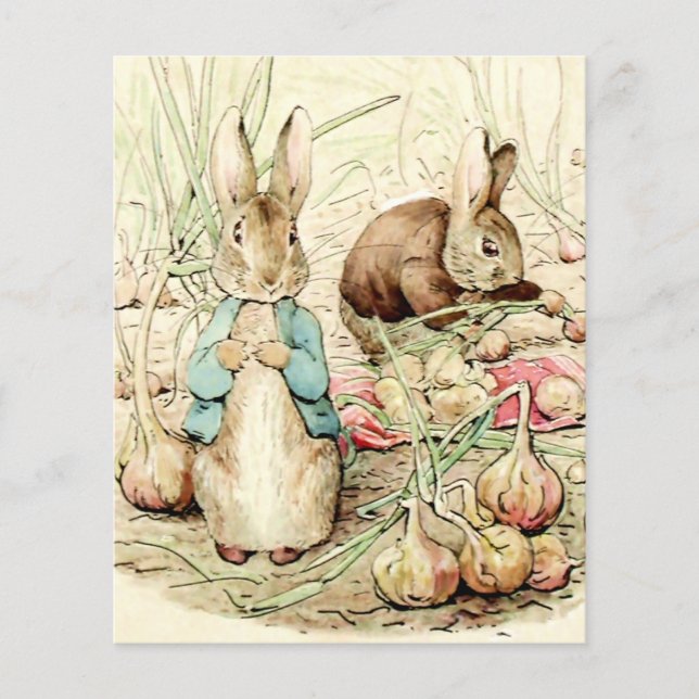 Lámina Peter and Benjamin Gather Onions by Beatrix Potter (Anverso)