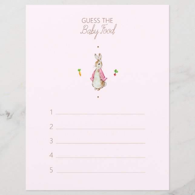Lámina Peter el conejo Baby Shower Adivinan juego de comi (Anverso)