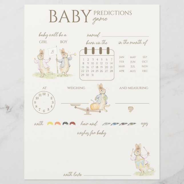 Lámina Peter, el juego de adivinanzas Baby Shower de cone (Anverso)