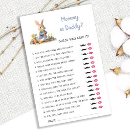 Lámina Peter Rabbit Mommy o Daddy Baby Shower Game