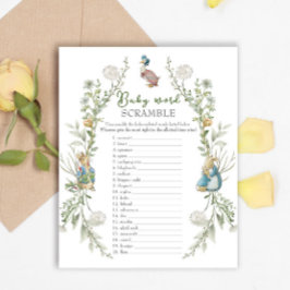 Lámina Peter Rabbit Wildflower Baby Shower Word Scram