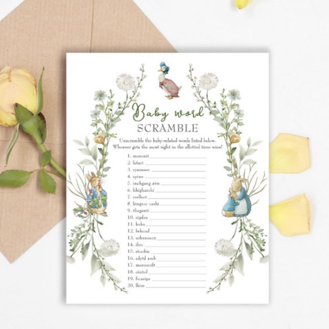 Lámina Peter Rabbit Wildflower Baby Shower Word Scram (Subido por el creador)