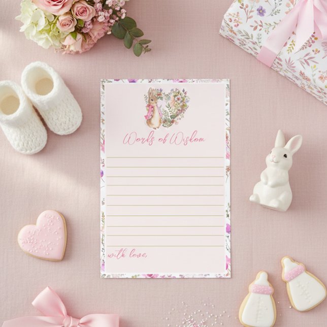 Lámina Peter the Rabbit Pink Floral Baby Shower Advice (Subido por el creador)