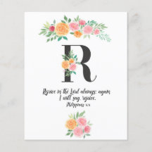 Philippians 4, letra R, caja de guiones de acuarel