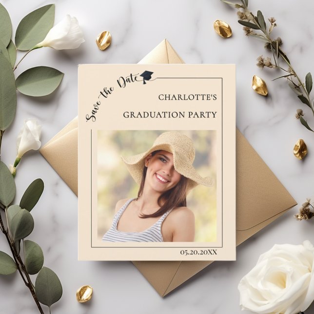 Lámina Photo champagne Graduation Save the Date card (Subido por el creador)