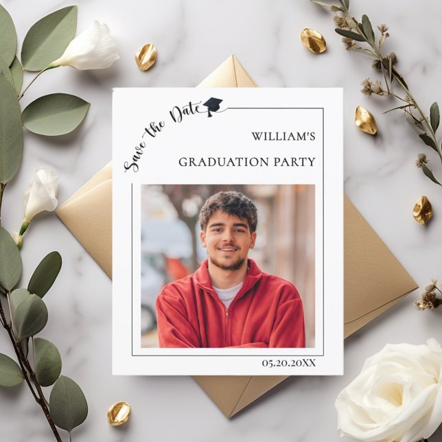 Lámina Photo guy Graduation Save the Date card (Subido por el creador)