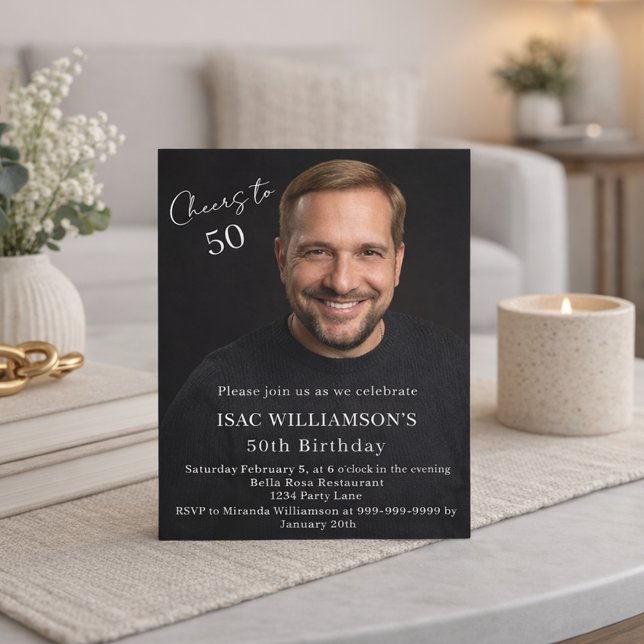 Lámina Photo man cheers birthday invitation (Subido por el creador)