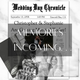 Lámina Photo QR Code Minimalist Newspaper Wedding Program