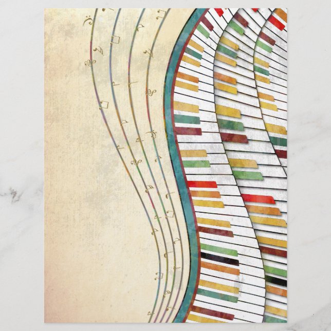 Lámina Piano ondulado retro colorido (Anverso)