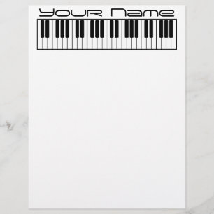 Lámina Piano Teclado Letterhead Stacionario