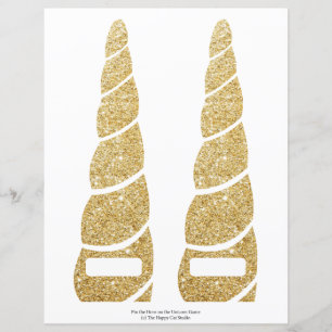 Lámina Pin the Horn on the Unicorn Game Gold Purpurina Ho