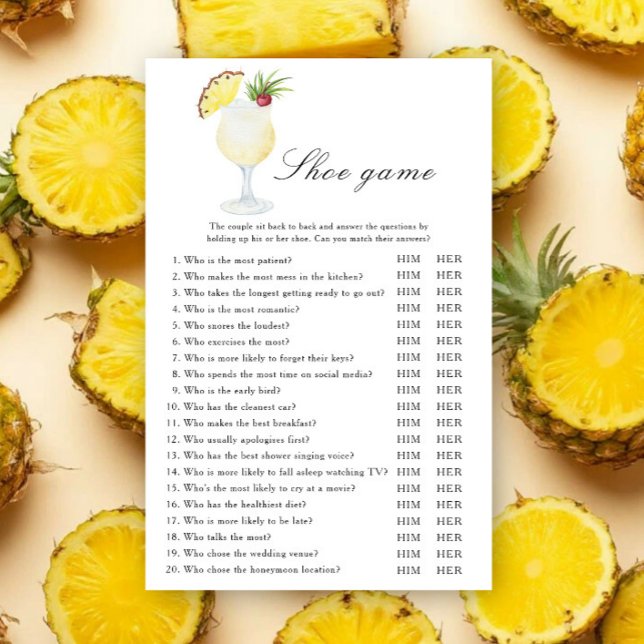 Lámina Pina Colada Cocktail Bridal shower Shoe game (Subido por el creador)