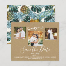 Piñas Tropicales Boda Foto Guardar la Fecha