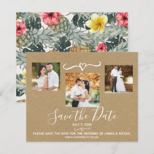 Lámina Piñas Tropicales Boda Foto Guardar la Fecha