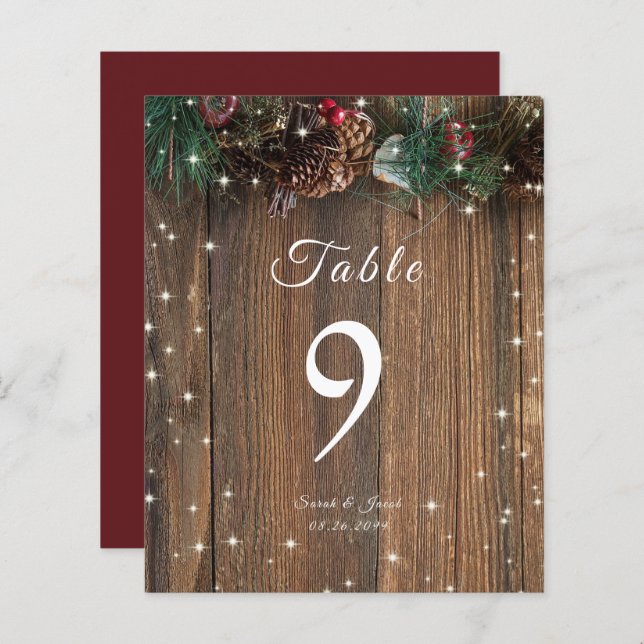 Lámina Pine Garland Sparkle, un Navidad rural de la mader (Anverso / Reverso)