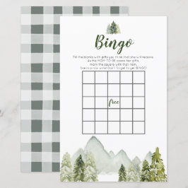 Lámina Pine Tree Rustic Adventure Bingo Games Baby Shower