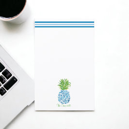 Lámina Pineapple Chinoiserie Blue White Preppy Name
