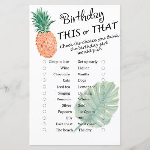 Lámina Pineapple Cumpleaños este o aquel juego